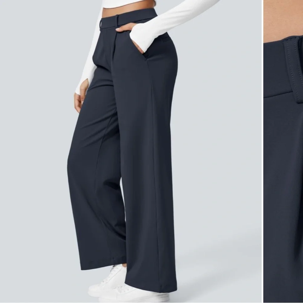 Halara High Waisted Side Pocket Straight Leg Work Pants - Picture 3 of 8